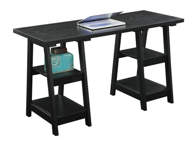 Modern 54" Black Double Trestle Office Desk