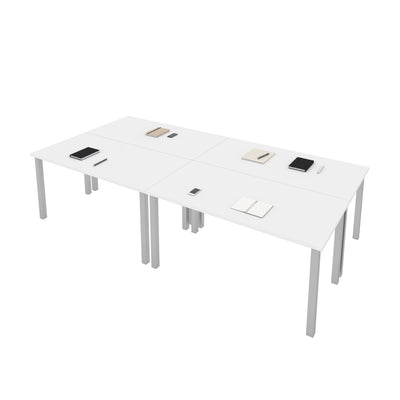 Set of 4 60" White Desks with Metal Legs