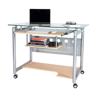 40" Maple & Silver Rolling Workstation
