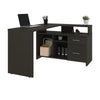 56" X 44" Unique Petite Corner Desk with Credenza in Deep Gray