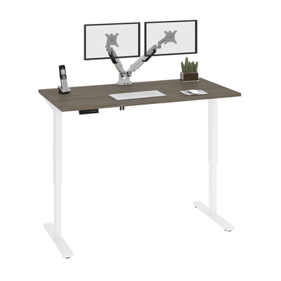 59" Twin Monitor Adjustable Desk in Bark Gray