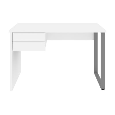 47" Refined Office Desk in White with U-Shaped Metal Leg