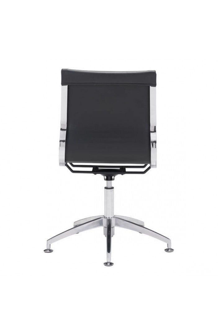Modern Black Leather & Chrome Conference Chair