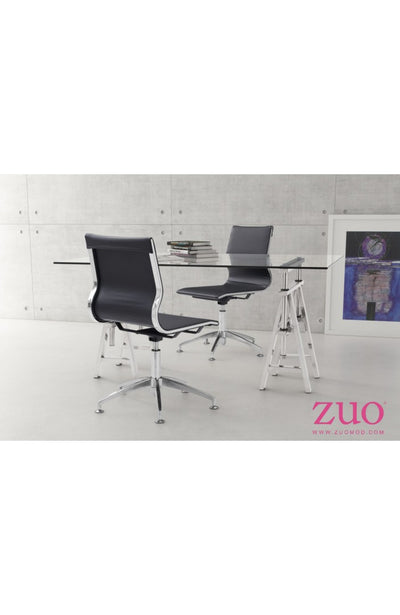 Modern Black Leather & Chrome Conference Chair