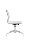 Modern White Leather & Chrome Conference Chair