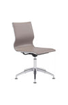 Modern Taupe Leather & Chrome Conference Chair