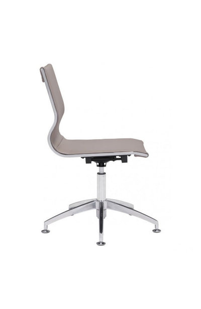 Modern Taupe Leather & Chrome Conference Chair