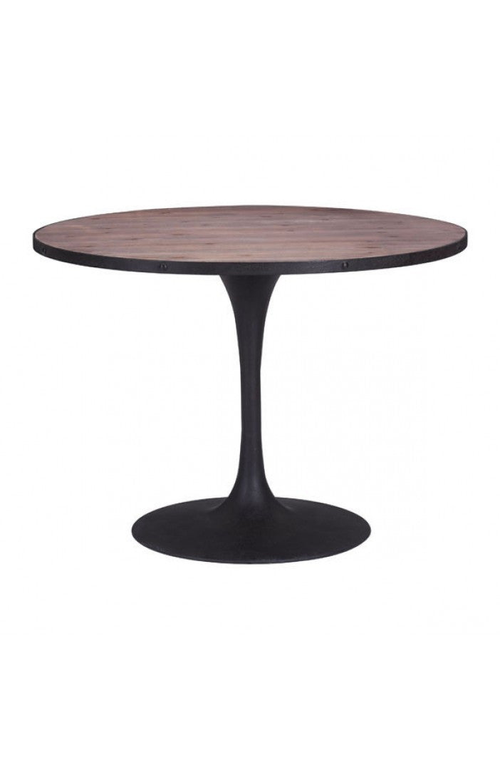 Fir Wood & Antique Black 42" Circular Meeting Table