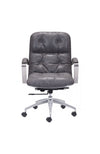 Vintage Gray Leather Office Chair with Chrome Base