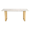 71" Faux Marble Office Desk with Brass Plated Steel Legs