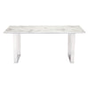71" Faux Marble Office Desk or Meeting Table with Brushed Stainless Steel Legs