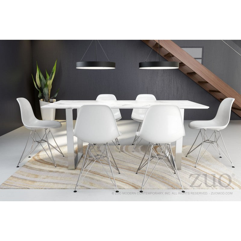 71" Faux Marble Office Desk or Meeting Table with Brushed Stainless Steel Legs