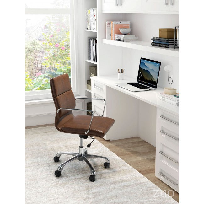 Handsome Brown Leatherette Rolling Office Chair