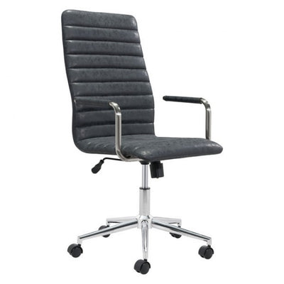 Handsome High-Back Black Leatherette Rolling Office Chair