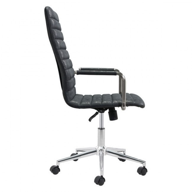 Handsome High-Back Black Leatherette Rolling Office Chair