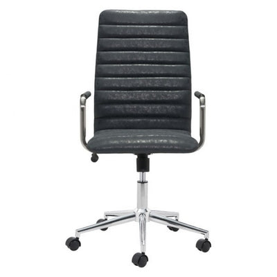 Handsome High-Back Black Leatherette Rolling Office Chair