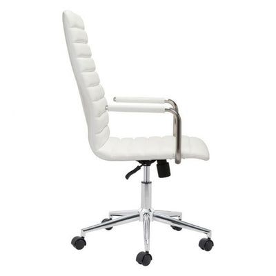 Handsome High-Back White Leatherette Rolling Office Chair