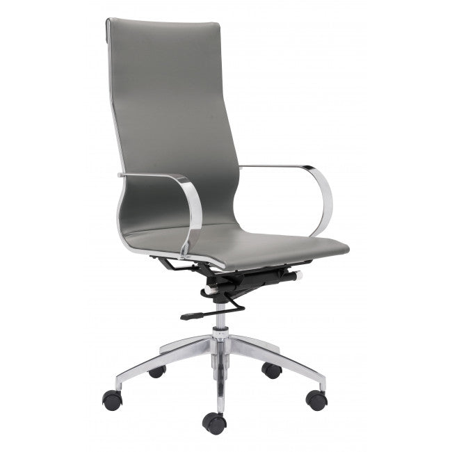 Sleek Gray Leatherette High-Back Office Chair