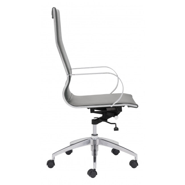 Sleek Gray Leatherette High-Back Office Chair