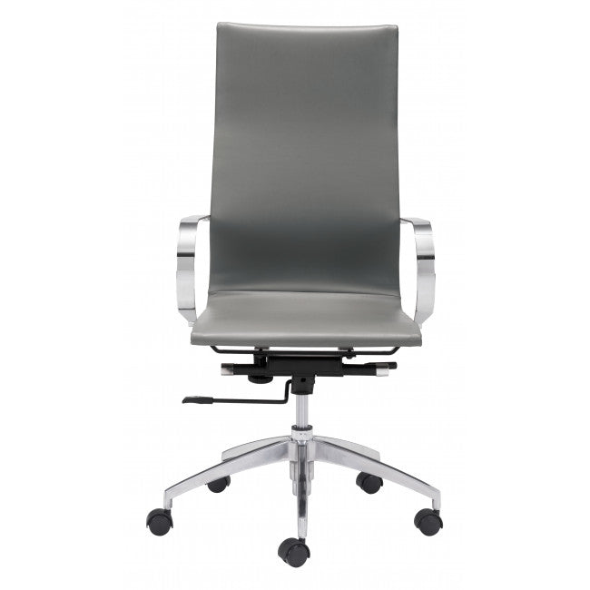 Sleek Gray Leatherette High-Back Office Chair