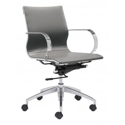 Sleek Gray Leatherette Low-Back Office Chair