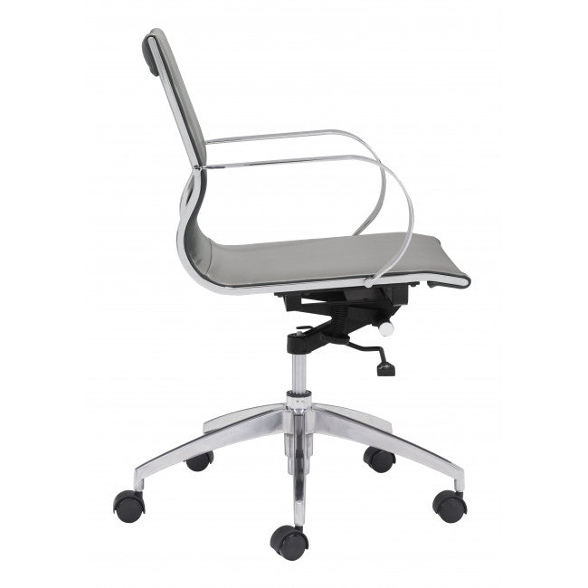 Sleek Gray Leatherette Low-Back Office Chair