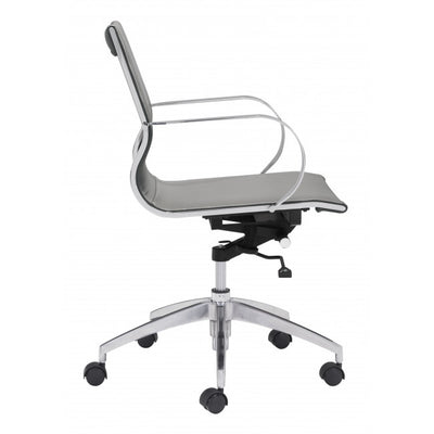 Sleek Gray Leatherette Low-Back Office Chair