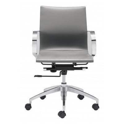 Sleek Gray Leatherette Low-Back Office Chair