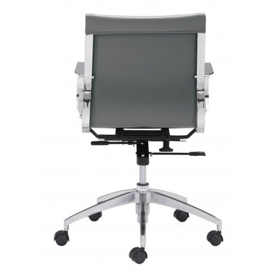 Sleek Gray Leatherette Low-Back Office Chair