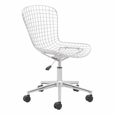 Sleek White Wire Office Chair w/ Wheels