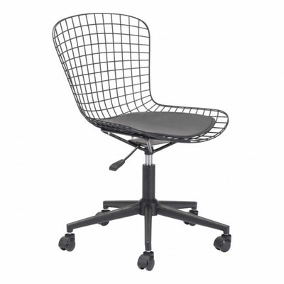 Sleek Black Wire Office Chair w/ Wheels