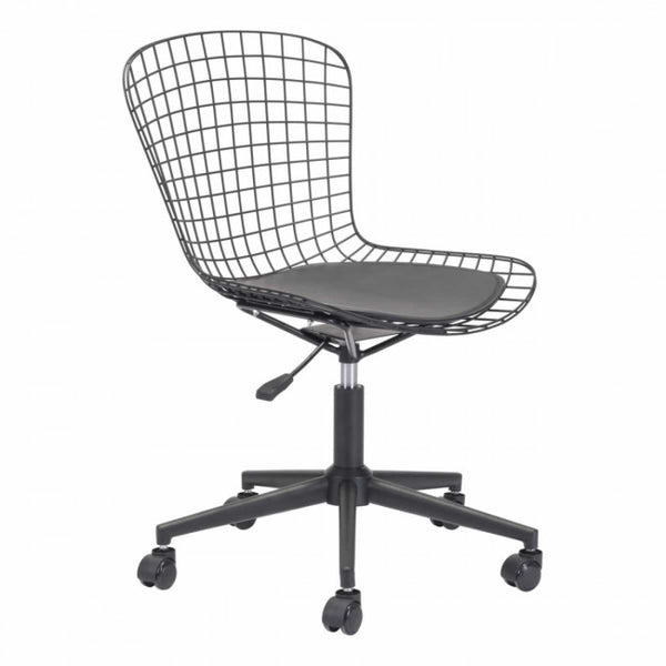 Black Wire Office Chair with wheels by Zuo - OfficeDesk.com