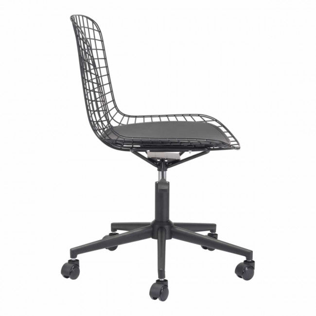 Sleek Black Wire Office Chair w/ Wheels