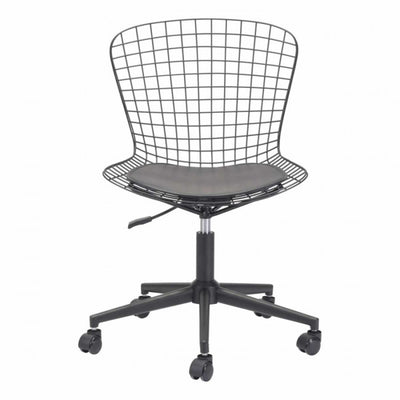 Sleek Black Wire Office Chair w/ Wheels