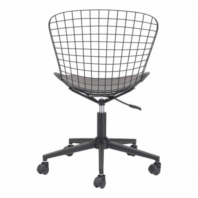 Sleek Black Wire Office Chair w/ Wheels