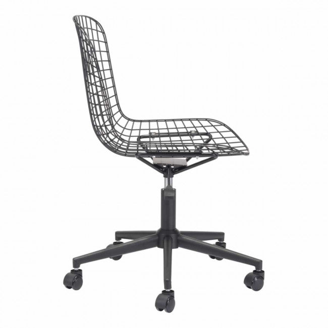 Sleek Black Wire Office Chair w/ Wheels