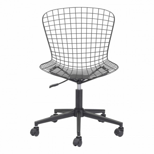 Sleek Black Wire Office Chair w/ Wheels