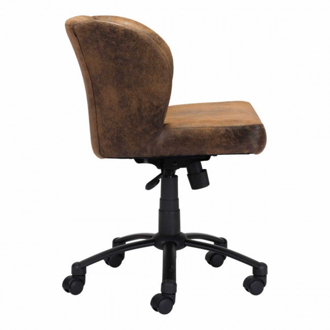 Distressed Brown Cushioned Office Chair