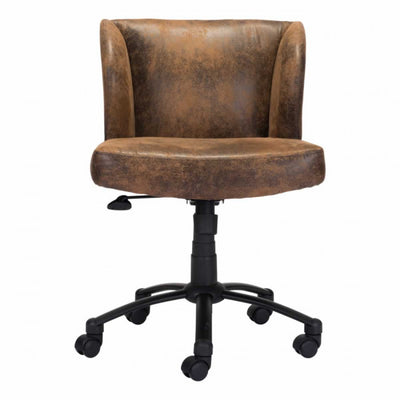Distressed Brown Cushioned Office Chair