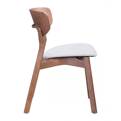 Flared Back Walnut Guest or Conference Chair w/ Light Gray Cushion (Set of 2)