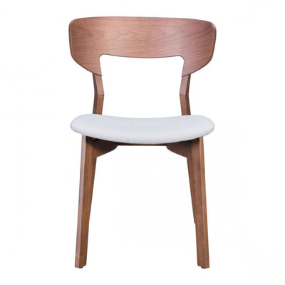 Flared Back Walnut Guest or Conference Chair w/ Light Gray Cushion (Set of 2)