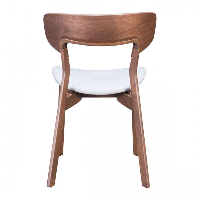 Flared Back Walnut Guest or Conference Chair w/ Light Gray Cushion (Set of 2)