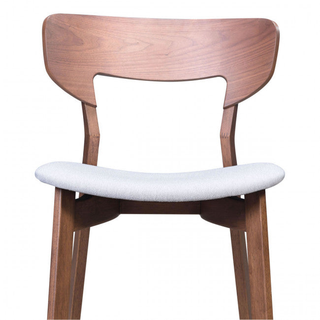 Flared Back Walnut Guest or Conference Chair w/ Light Gray Cushion (Set of 2)