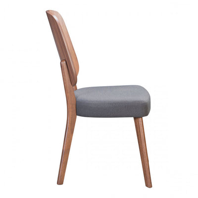 Curved Back Walnut Guest or Conference Chair w/ Dark Gray Cushion (Set of 2)