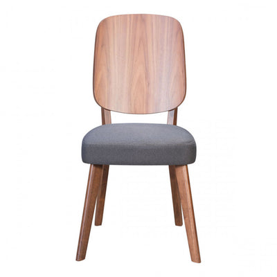 Curved Back Walnut Guest or Conference Chair w/ Dark Gray Cushion (Set of 2)
