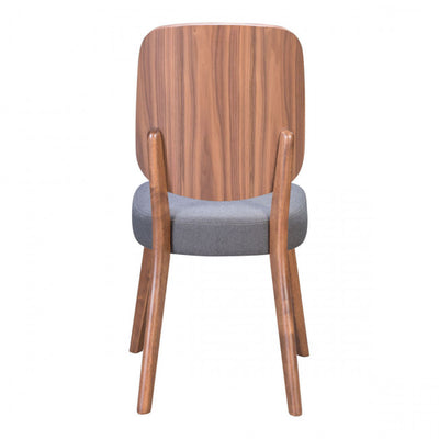Curved Back Walnut Guest or Conference Chair w/ Dark Gray Cushion (Set of 2)