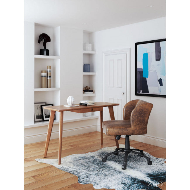 47" Dark Walnut Single-Drawer Office Desk