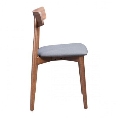 Retro-Modern Walnut Guest or Conference Chair w/ Dark Gray Cushion (Set of 2)