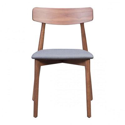 Retro-Modern Walnut Guest or Conference Chair w/ Dark Gray Cushion (Set of 2)