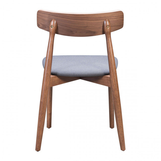 Retro-Modern Walnut Guest or Conference Chair w/ Dark Gray Cushion (Set of 2)